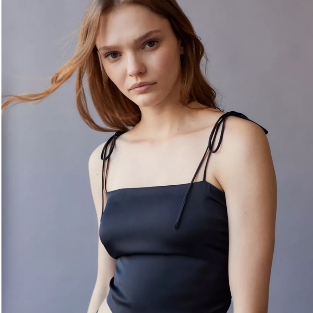 Lavender satin crop top urban outfitters